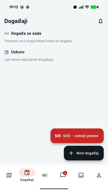 Kolo events and SOS screen