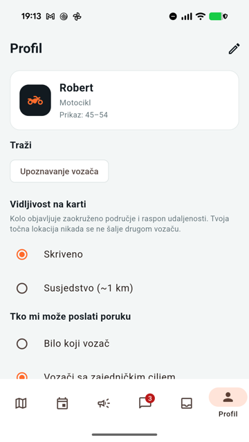 Kolo profile and privacy controls